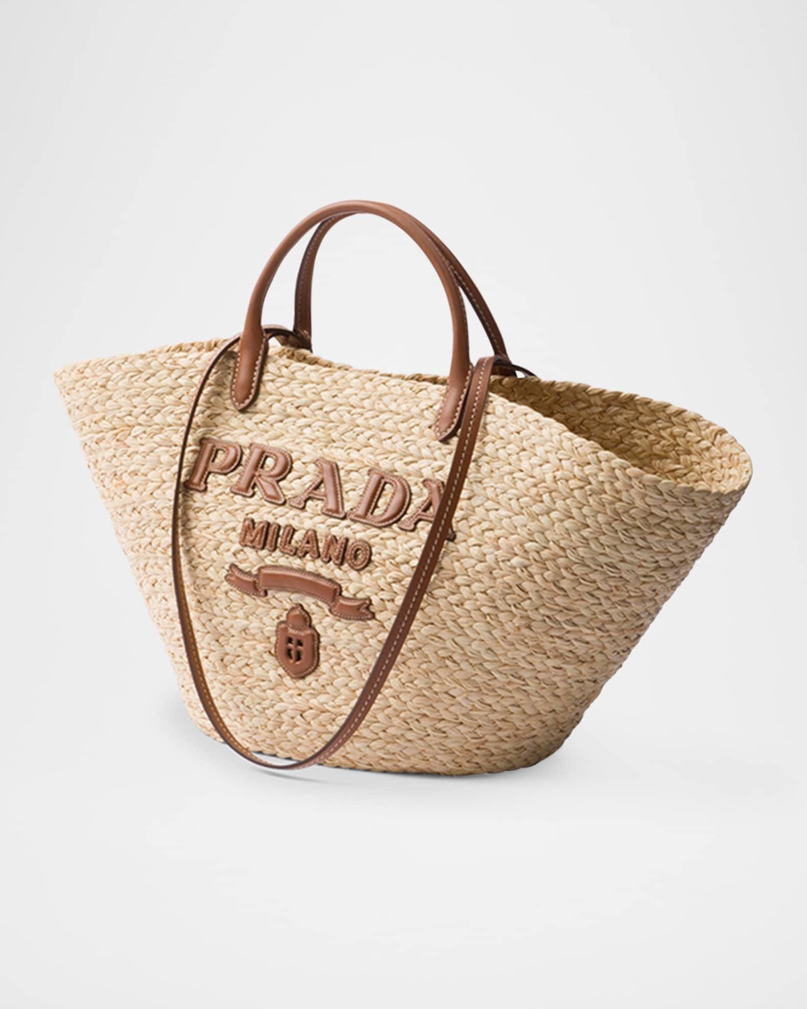 Large Raffia and Leather Tote Bag Product Image