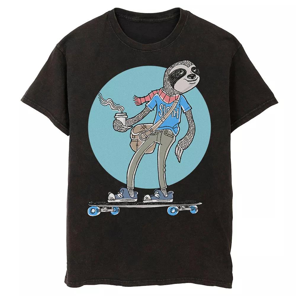 Men's Skateboarding Sloth Back Circle Tee,  Product Image
