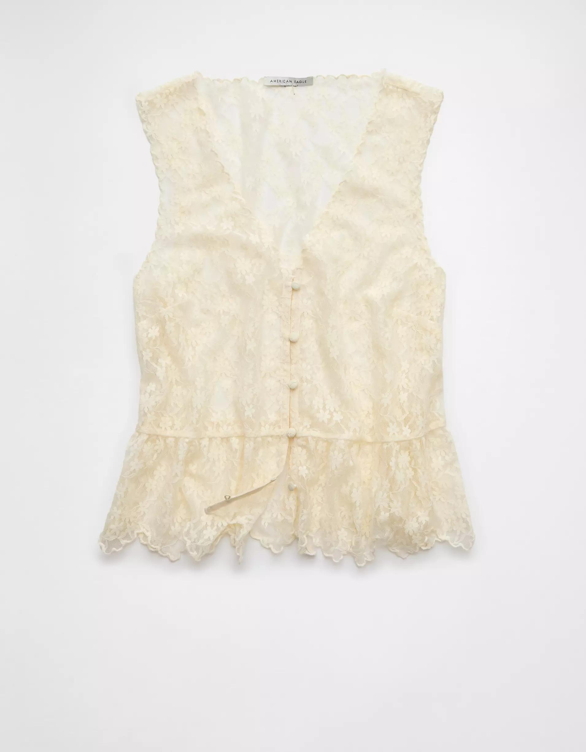AE Lace Button-Up Vest Product Image