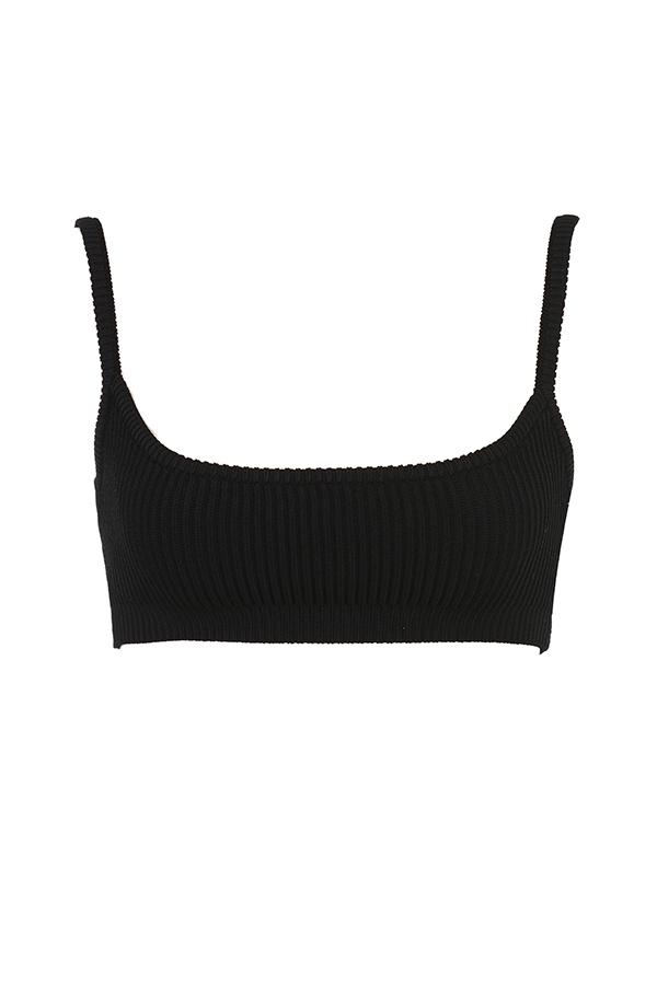 Mischa  black ribbed knit bralette - sale Product Image