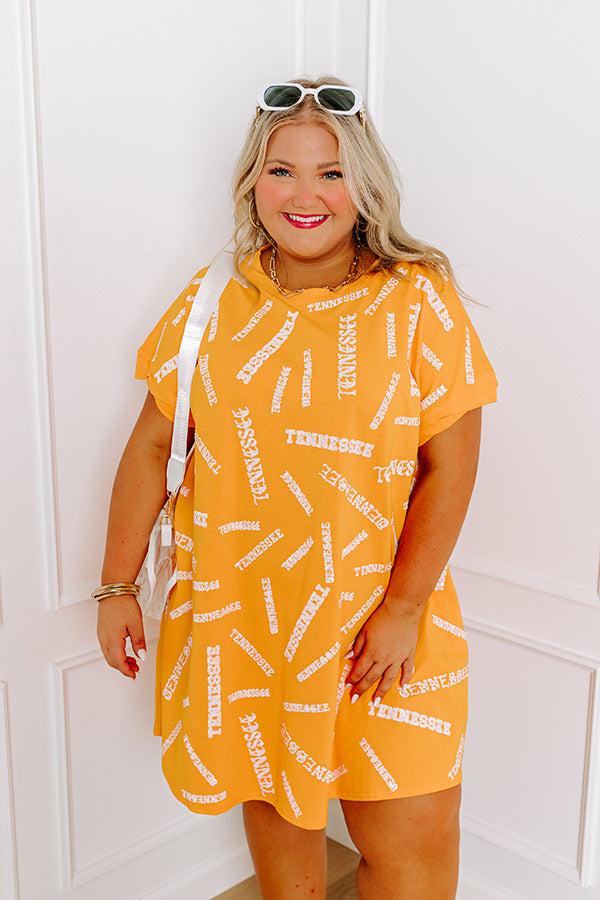 School Spirit Sequin Embroidered Mini Dress in Tennessee Curves Product Image