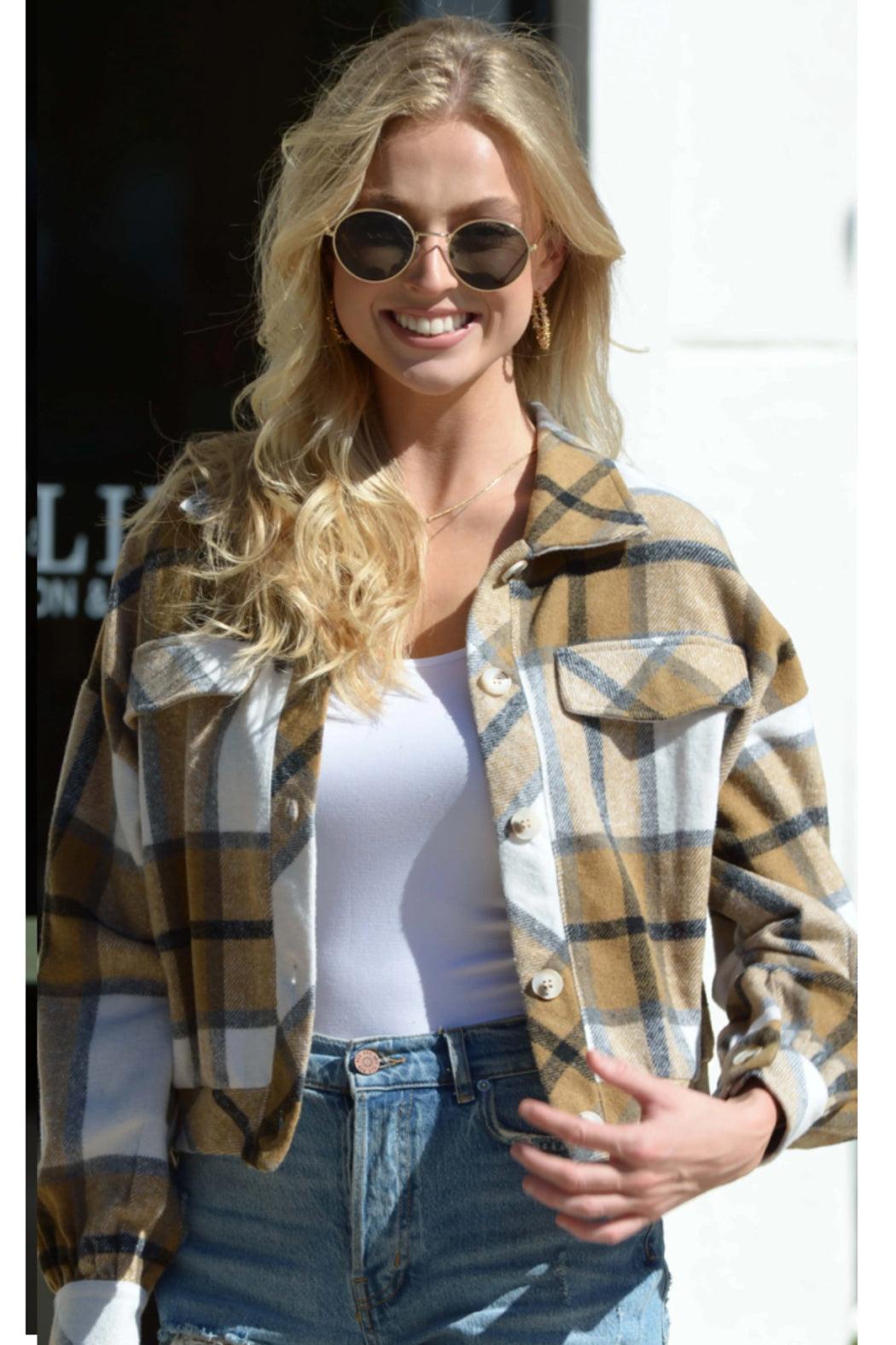 Cropped Plaid Jacket Product Image