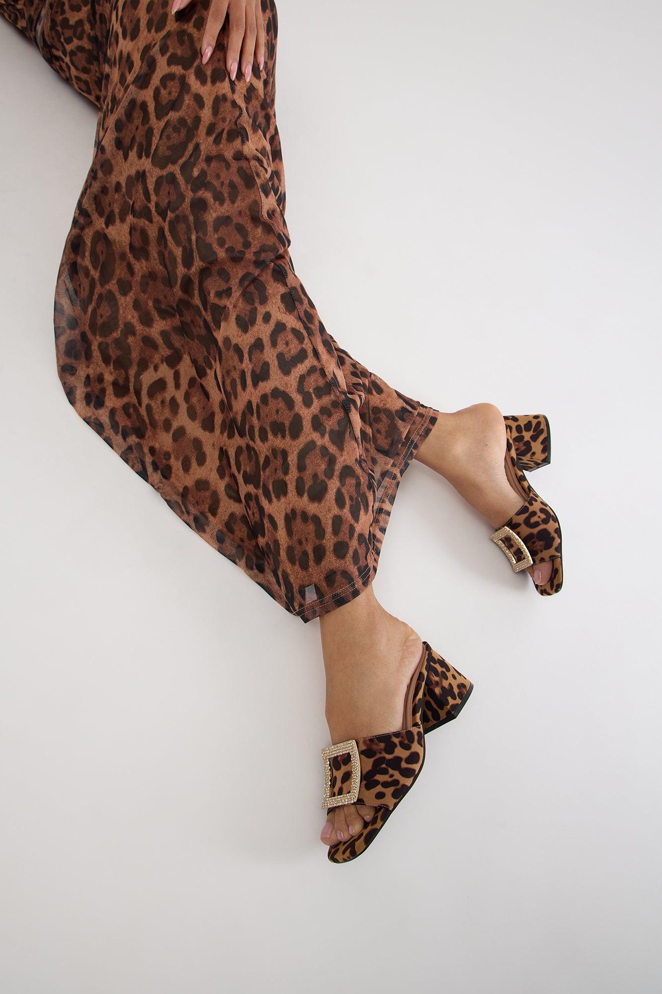 Benton Heeled Mules - Leopard Product Image