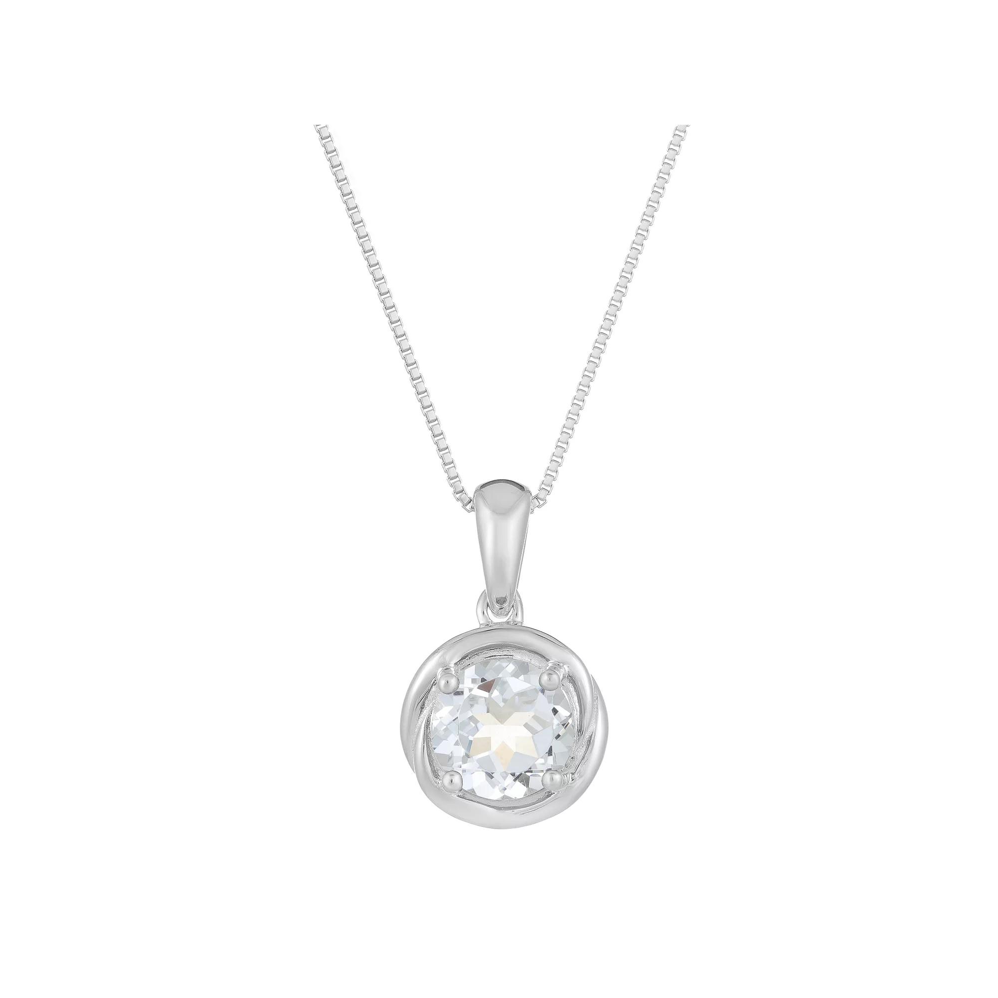 Gemminded Sterling Silver & White Topaz Circle Pendant Necklace, Women's, Size: 18" Product Image