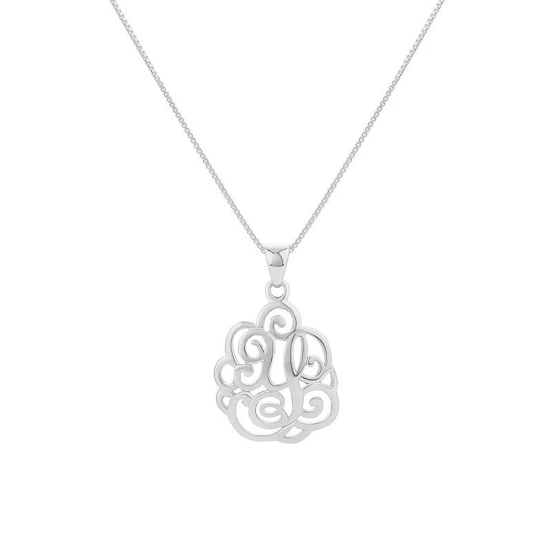 PRIMROSE Sterling Silver Monogram Initial Pendant Necklace, Women's, Size: 18", Silver Tone F Product Image