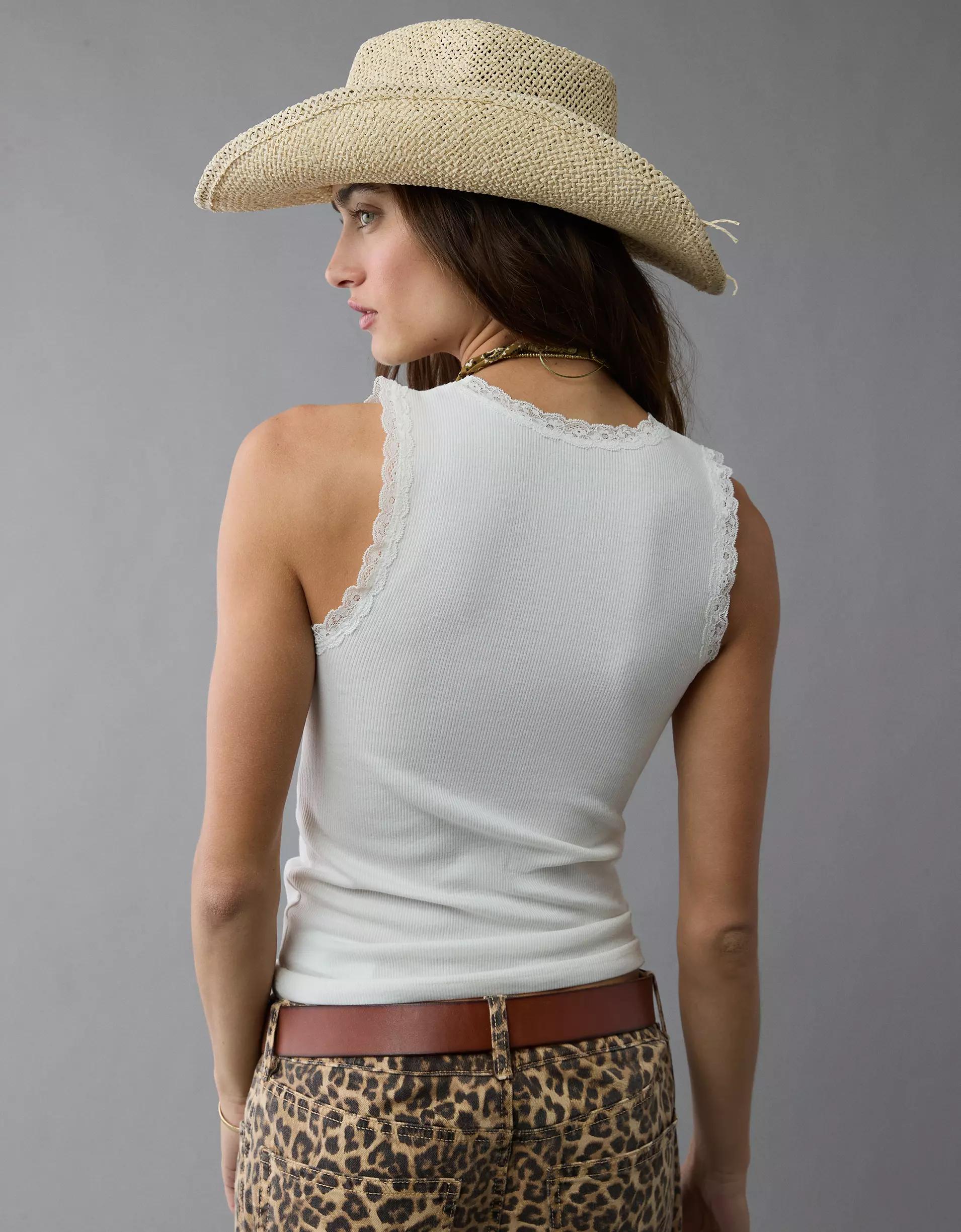 AE Graphic Lace Trim Tank Top Product Image