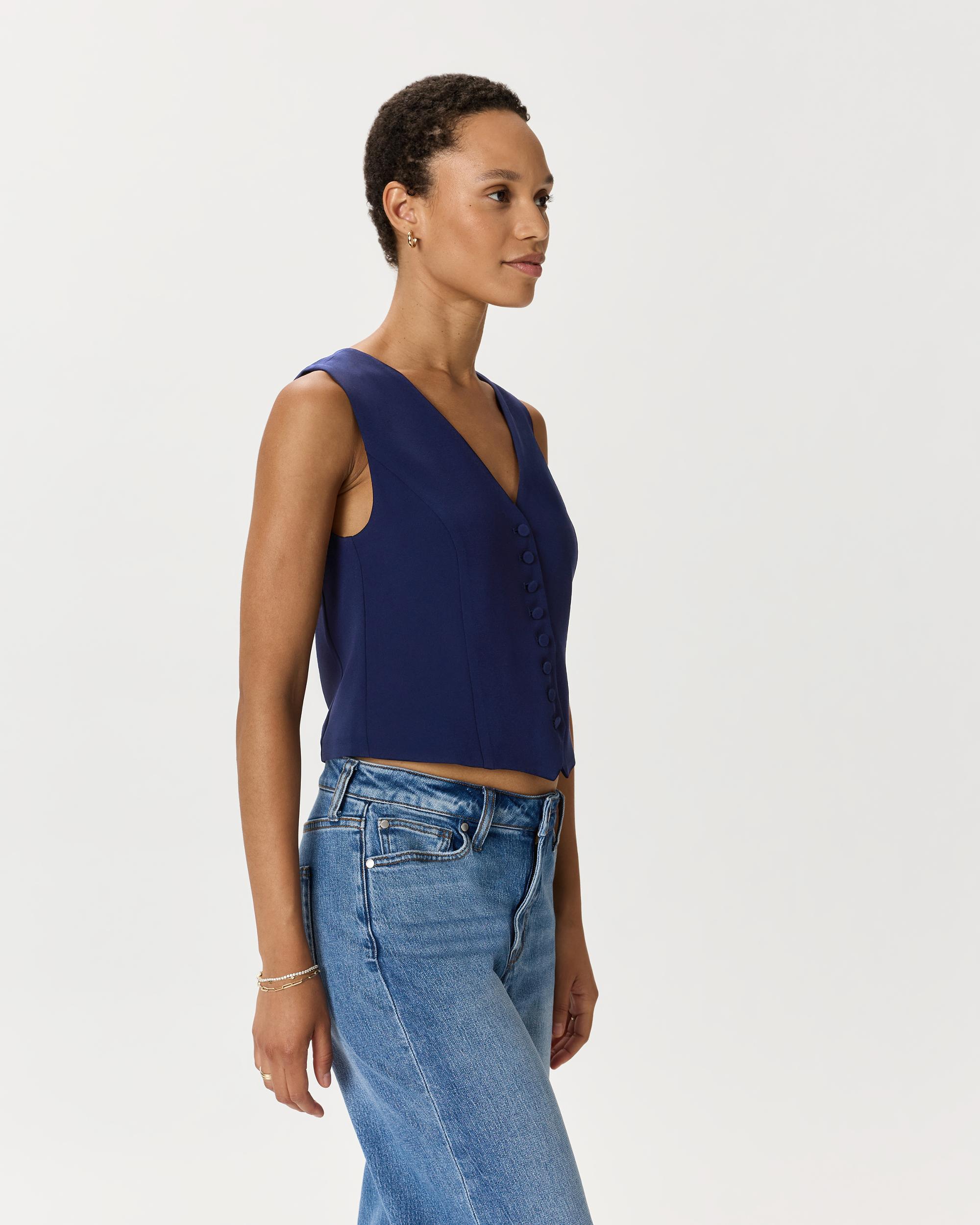 Quince | Women's Fluid Crepe Vest Size XS, Recycled Polyester Product Image