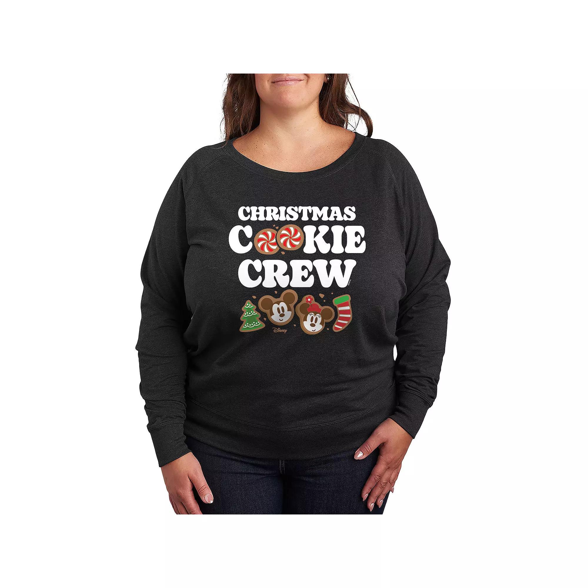 Disney's Mickey & Minnie Mouse Plus Size Christmas Cookie Crew French Terry Long Sleeve Tee, Women's, Size: 1XL, Grey Heather Product Image