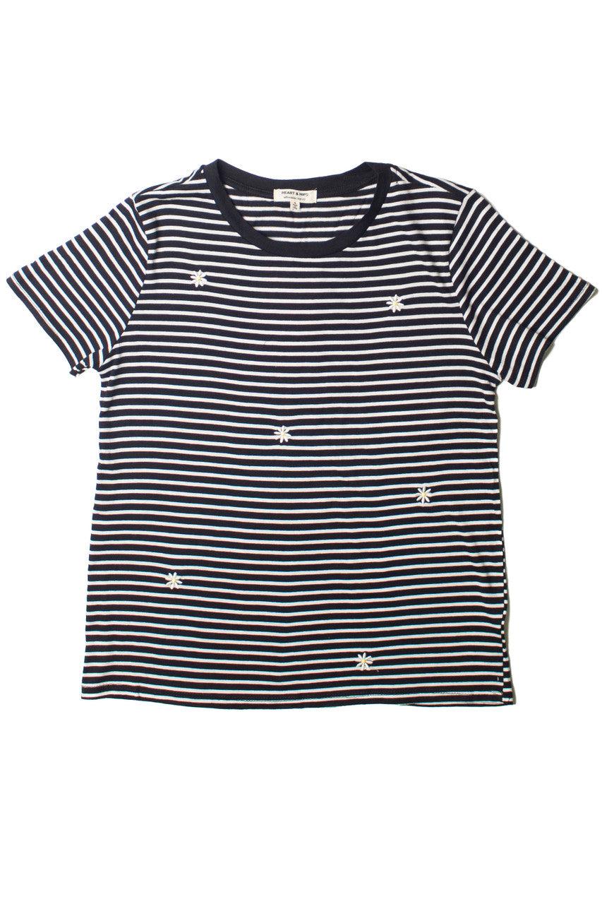Black Striped Daisy Tee Product Image