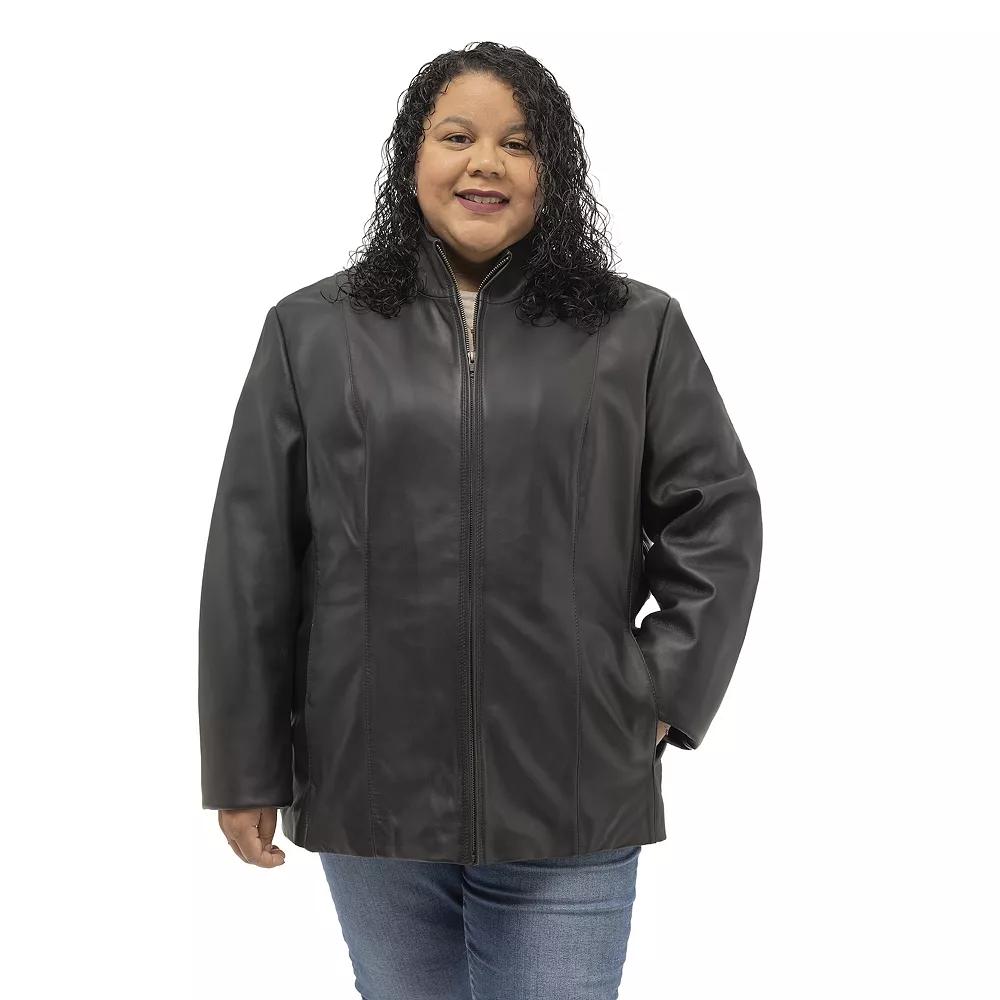 Plus Size Whet Blu Francine Leather Jacket, Women's, Size: 5XL, Black Product Image