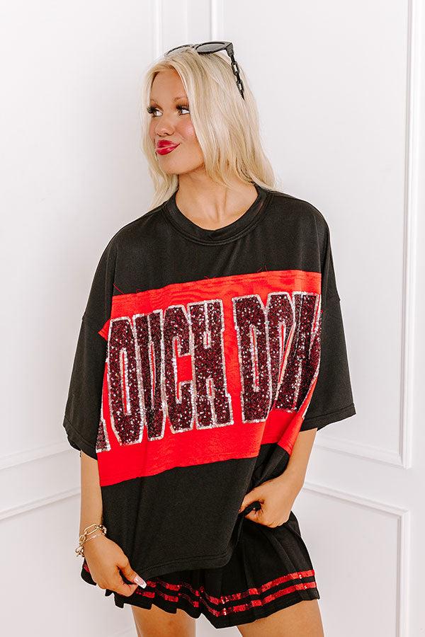 It's a Touch Down Sequin Oversized Tee in Black Product Image