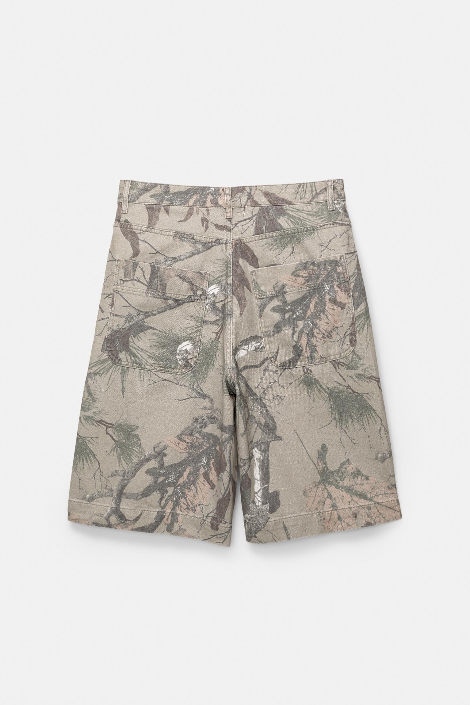 Baggy Bermuda shorts with branch print Product Image