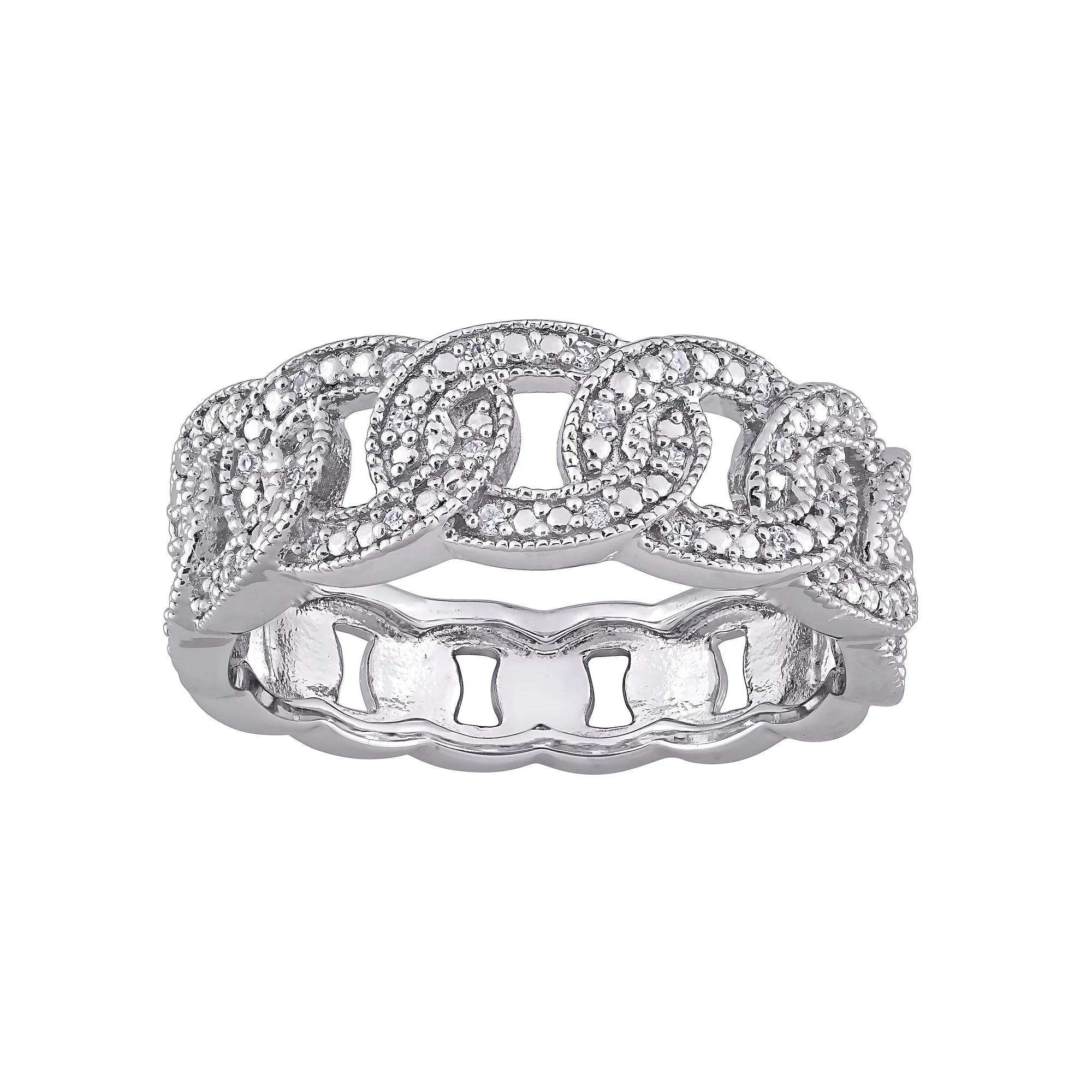 Stella Grace Sterling Silver 1/10 Carat T.W. Diamond Link Ring, Womens Product Image