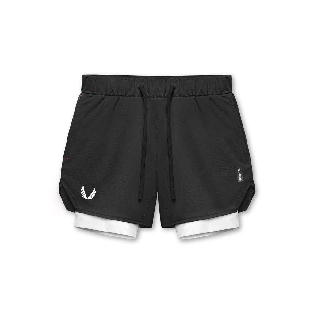 0828. Silver-Lite™ 5" Liner Short - Black "Wings"/White Product Image