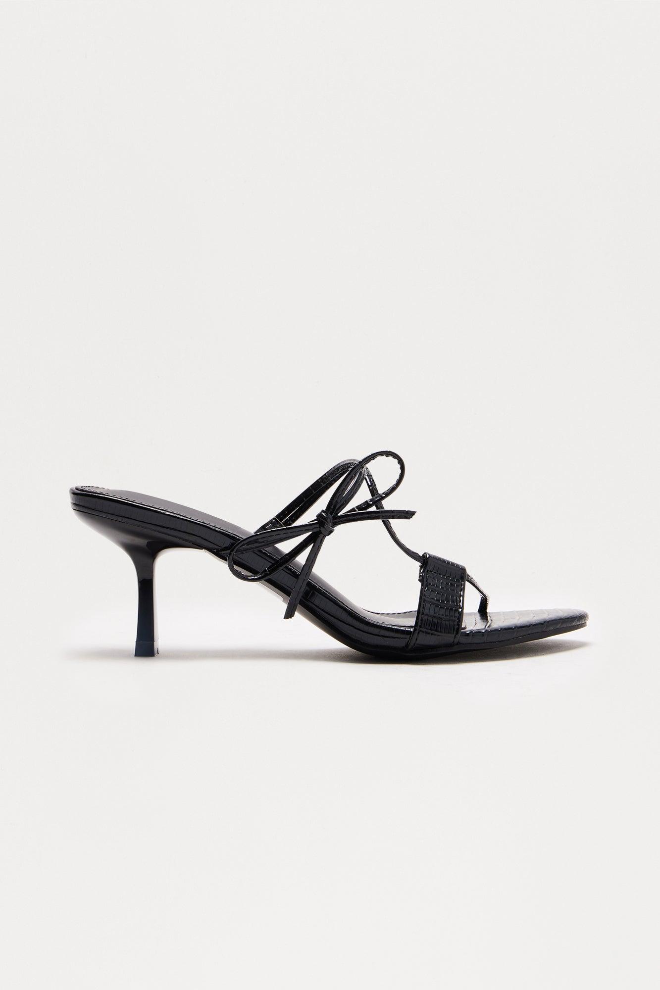 Solara Bow Heels - Black Product Image