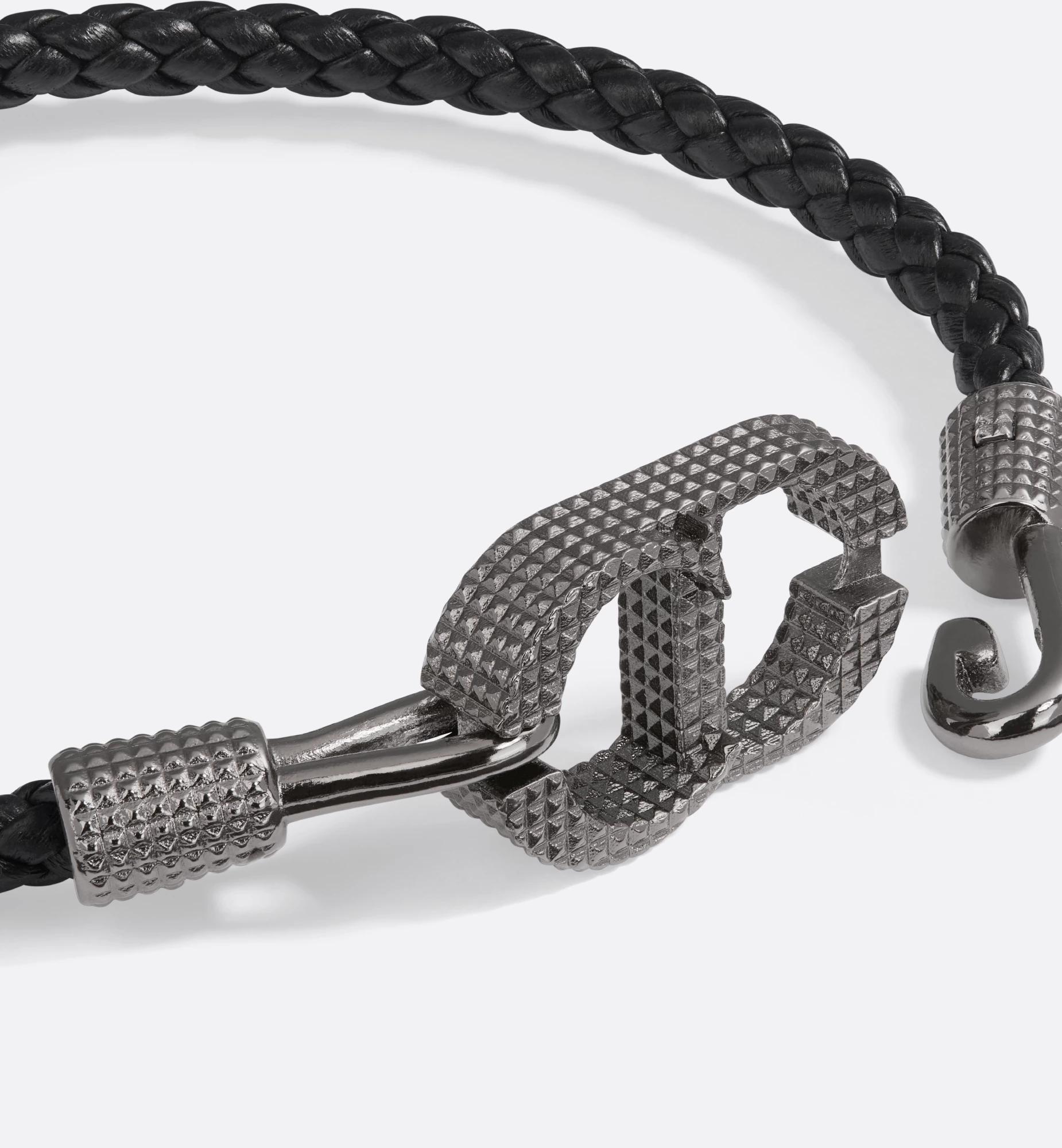 CD Icon Braided Leather Bracelet Product Image