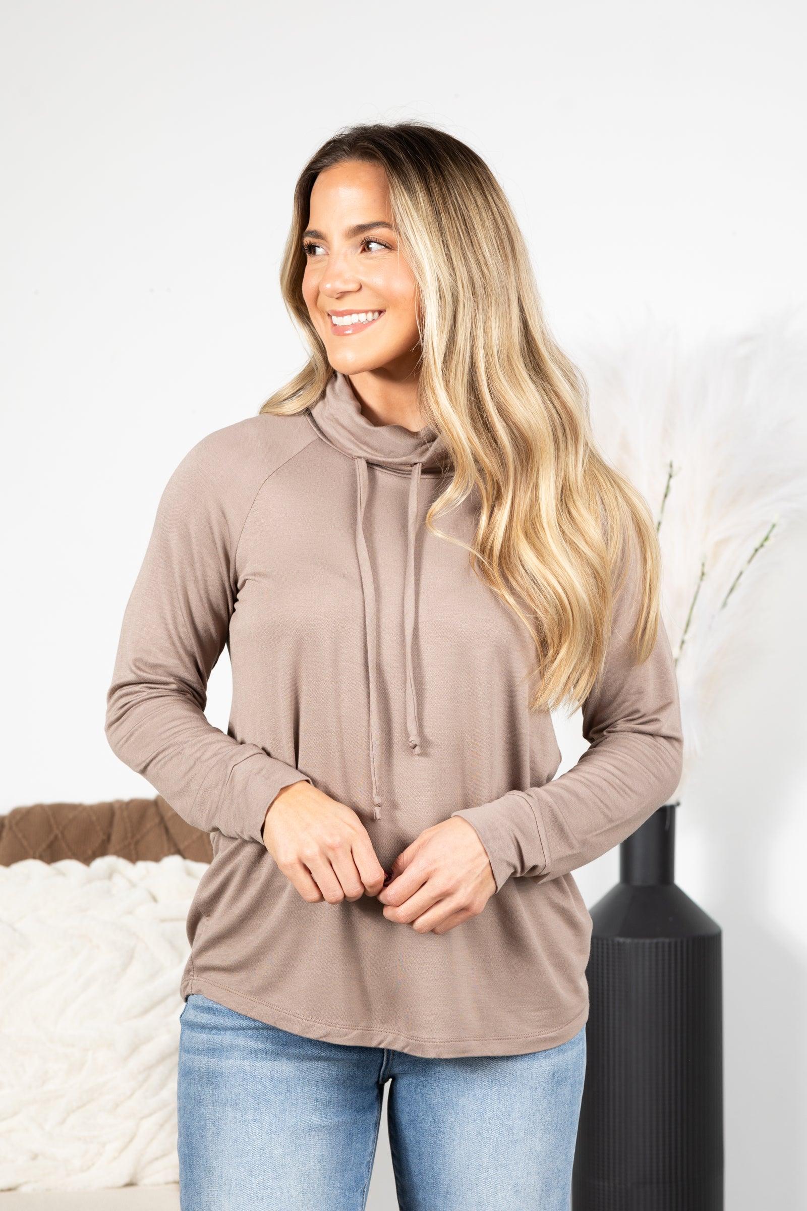 Drawstring Cowl Neck Knit Top Product Image