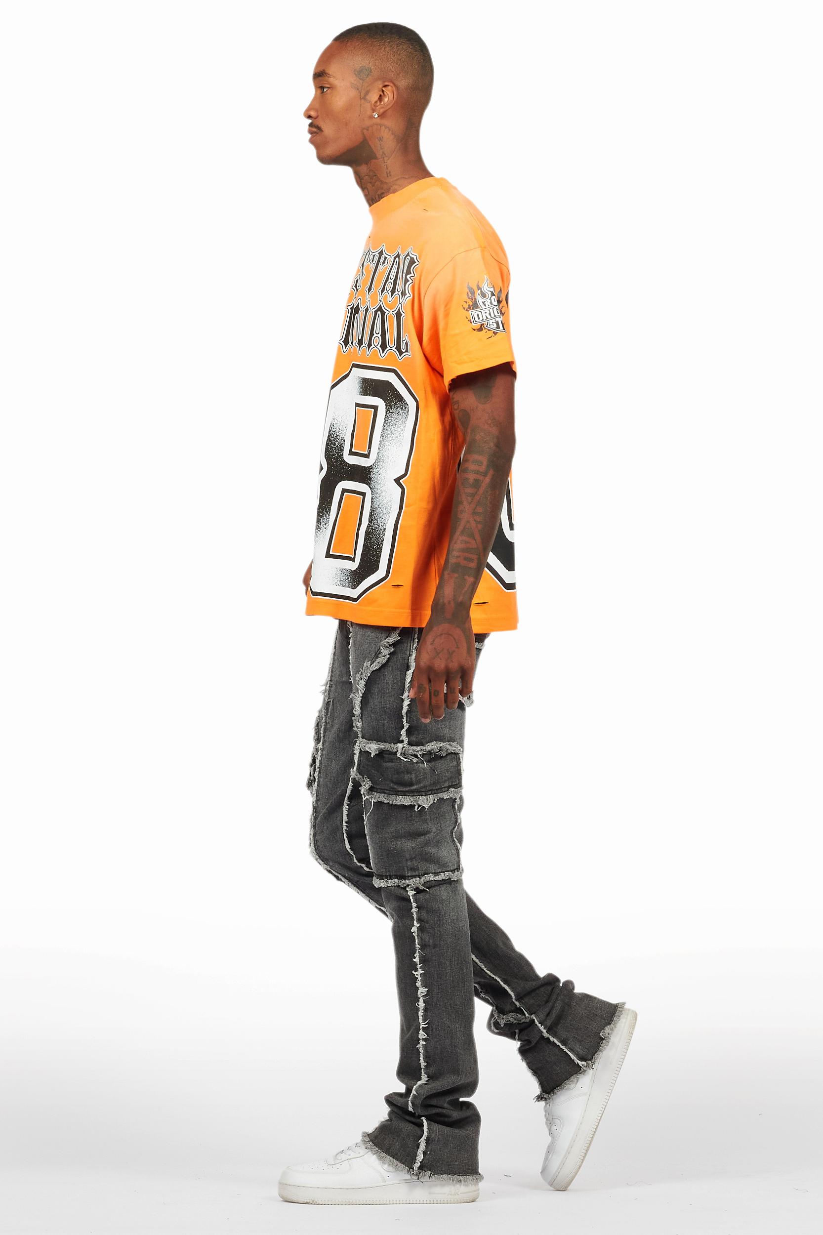 Revved Dark Grey Stacked Flare Jean Male Product Image