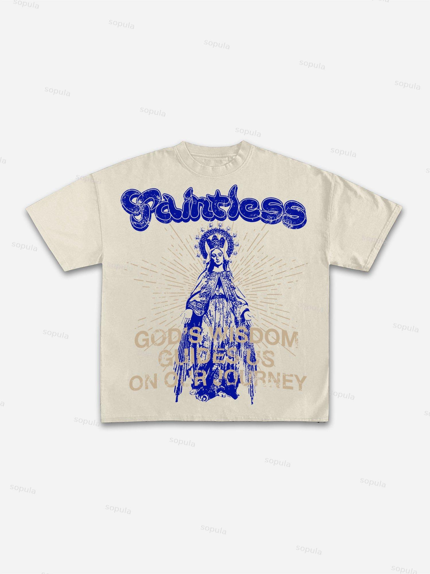 God's Guide Vintage Madonna Graphic Cotton T-shirt Product Image