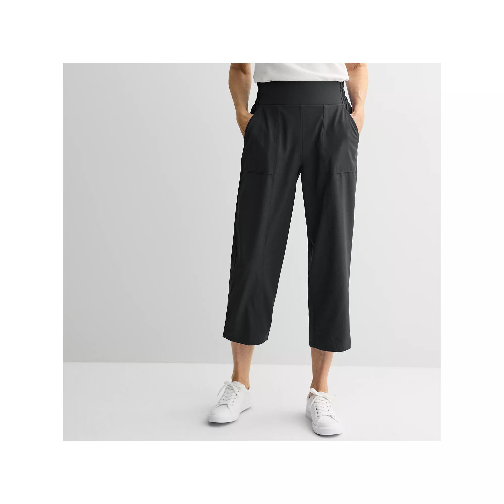 Women's Croft & Barrow® Golf Performance Tapered Cropped Pants, Size: XL, Mineral Black Product Image