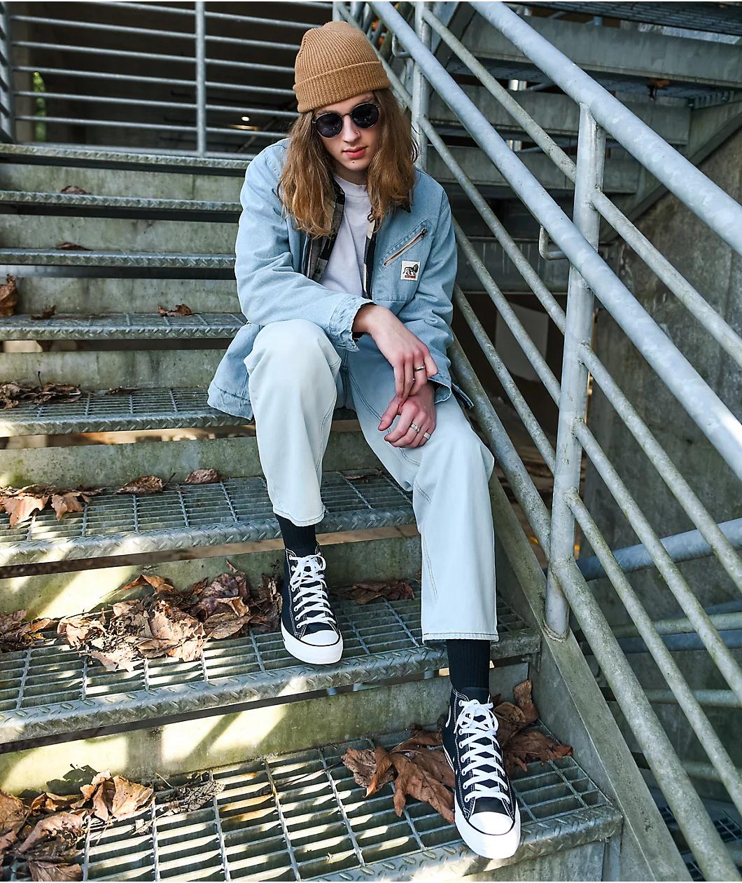 Empyre Loose Fit Light Wash Denim Skate Jeans Product Image