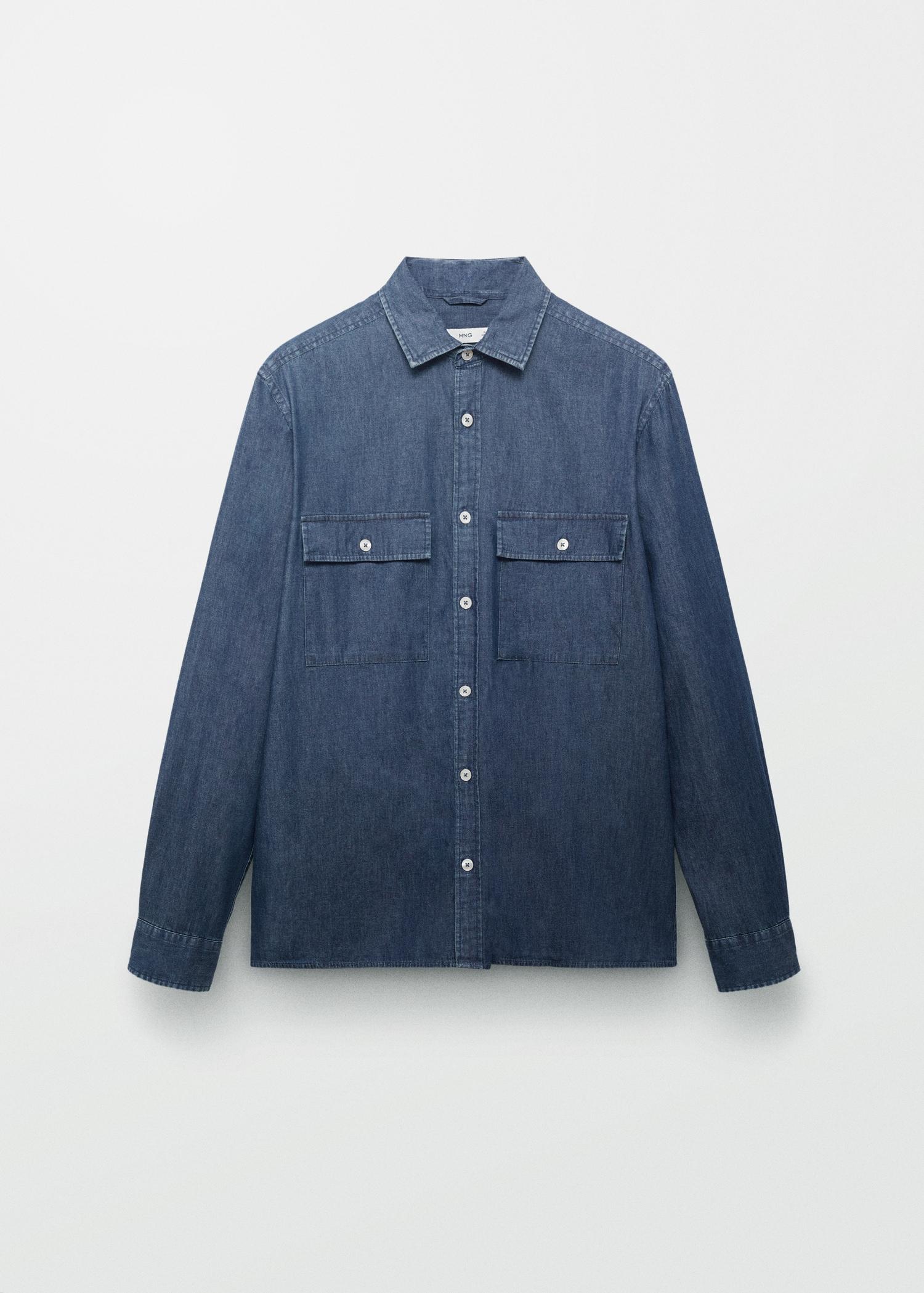 100% cotton chambray shirt - Men | MANGO USA Product Image