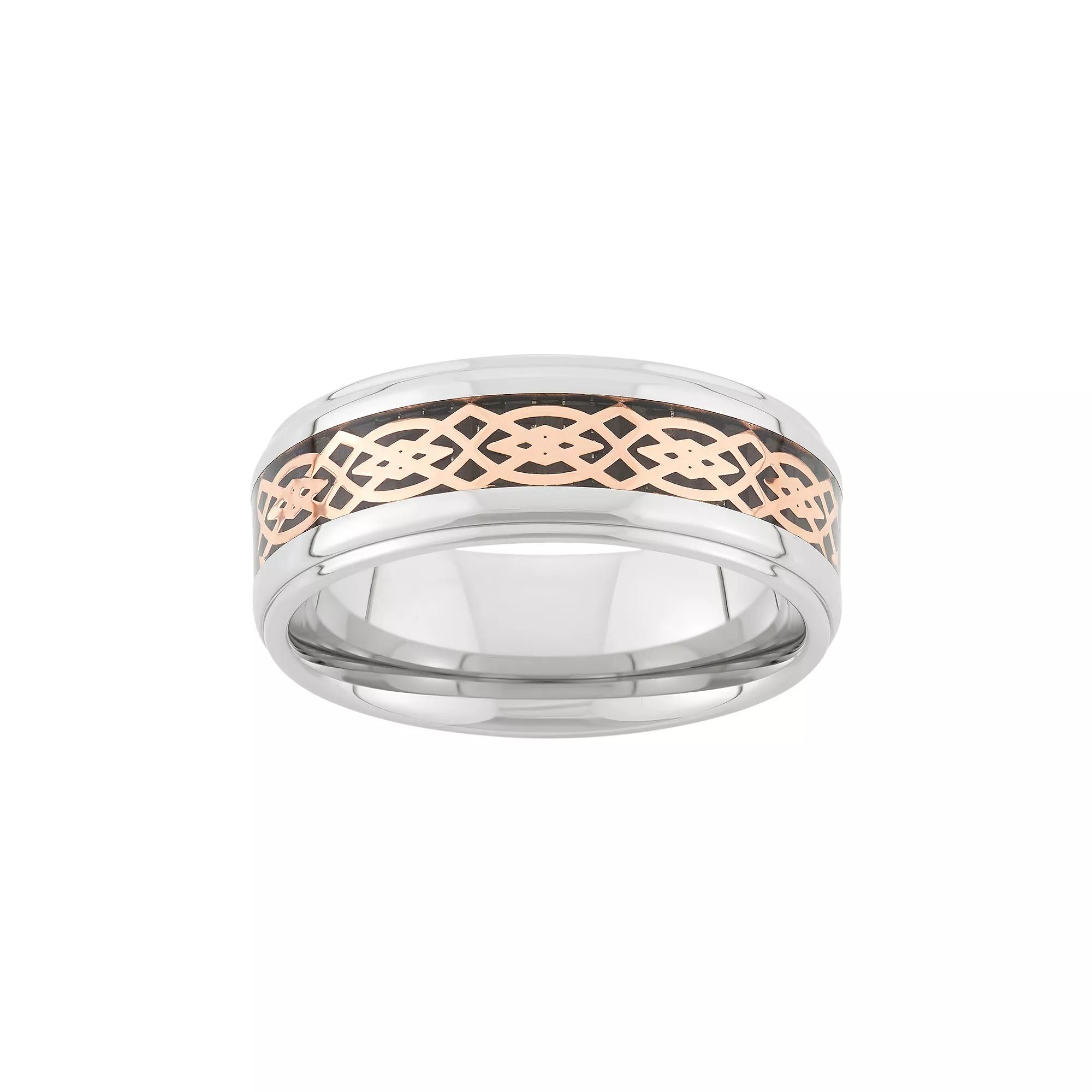 Tri-Tone Stainless Steel Celtic Wedding Band - Men, Men's, Size: 11, Grey Product Image