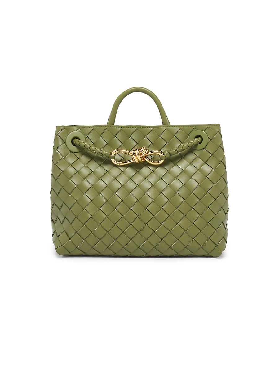 Womens Small Andiamo Intrecciato Leather Top-Handle Bag Product Image