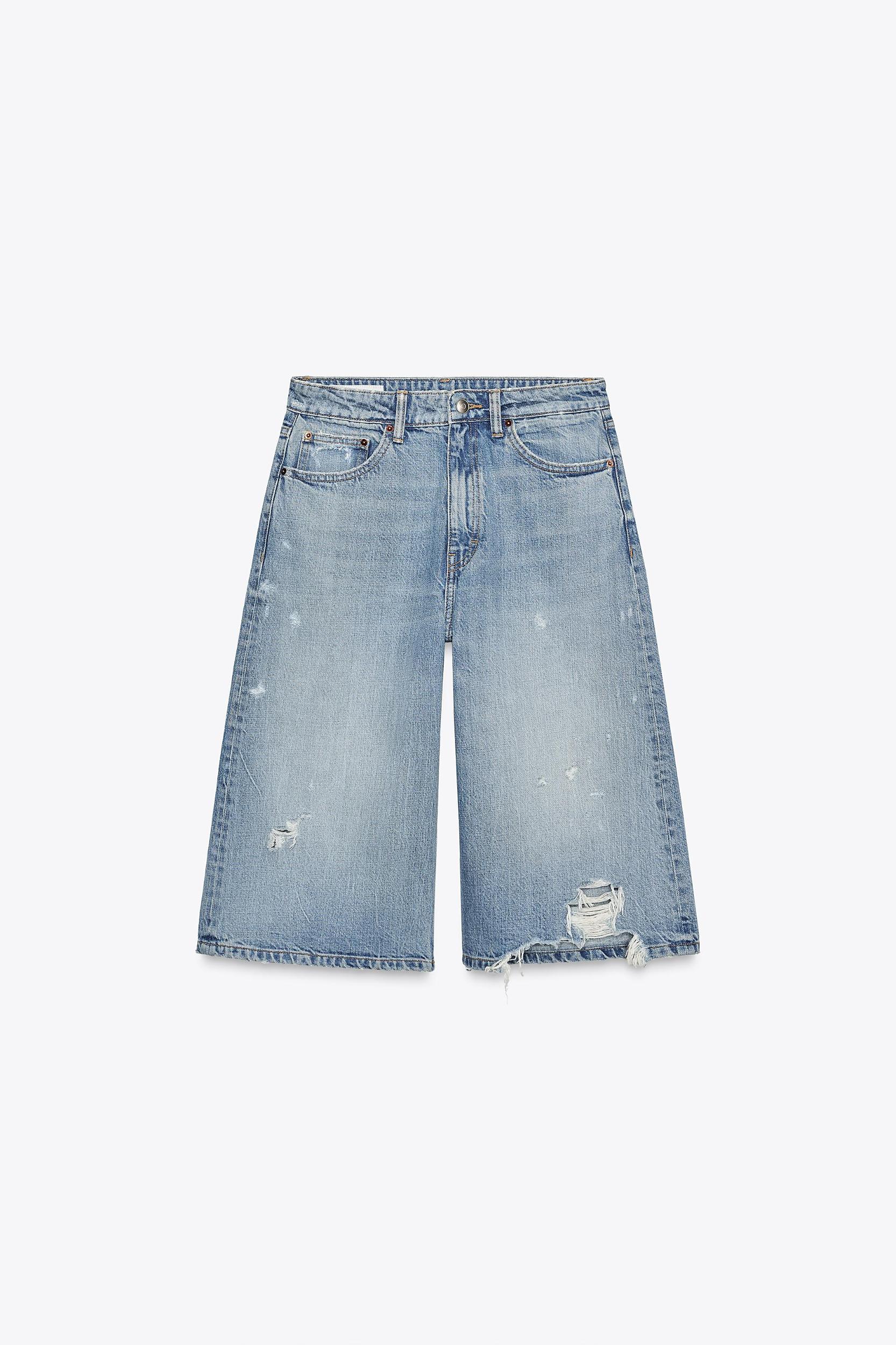 RIPPED BAGGY DENIM JORTS Product Image