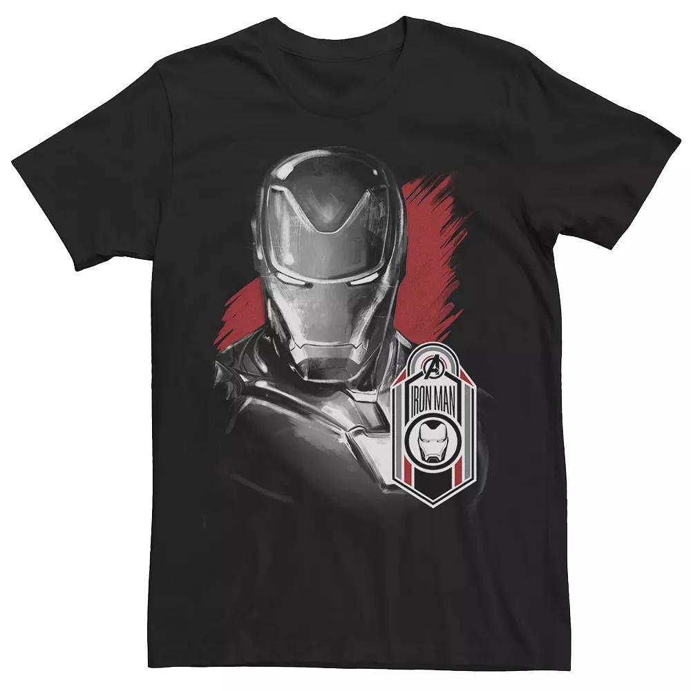 Men's Marvel Avengers Endgame Iron Man Gray Scale Portrait Graphic Tee, Size: Medium, Black Product Image