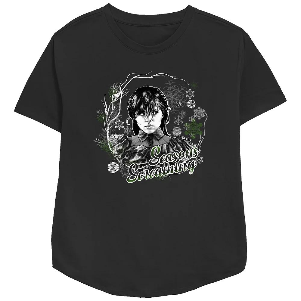 Women's Wednesday Season's Screaming Relaxed Fit Graphic Tee,  Product Image
