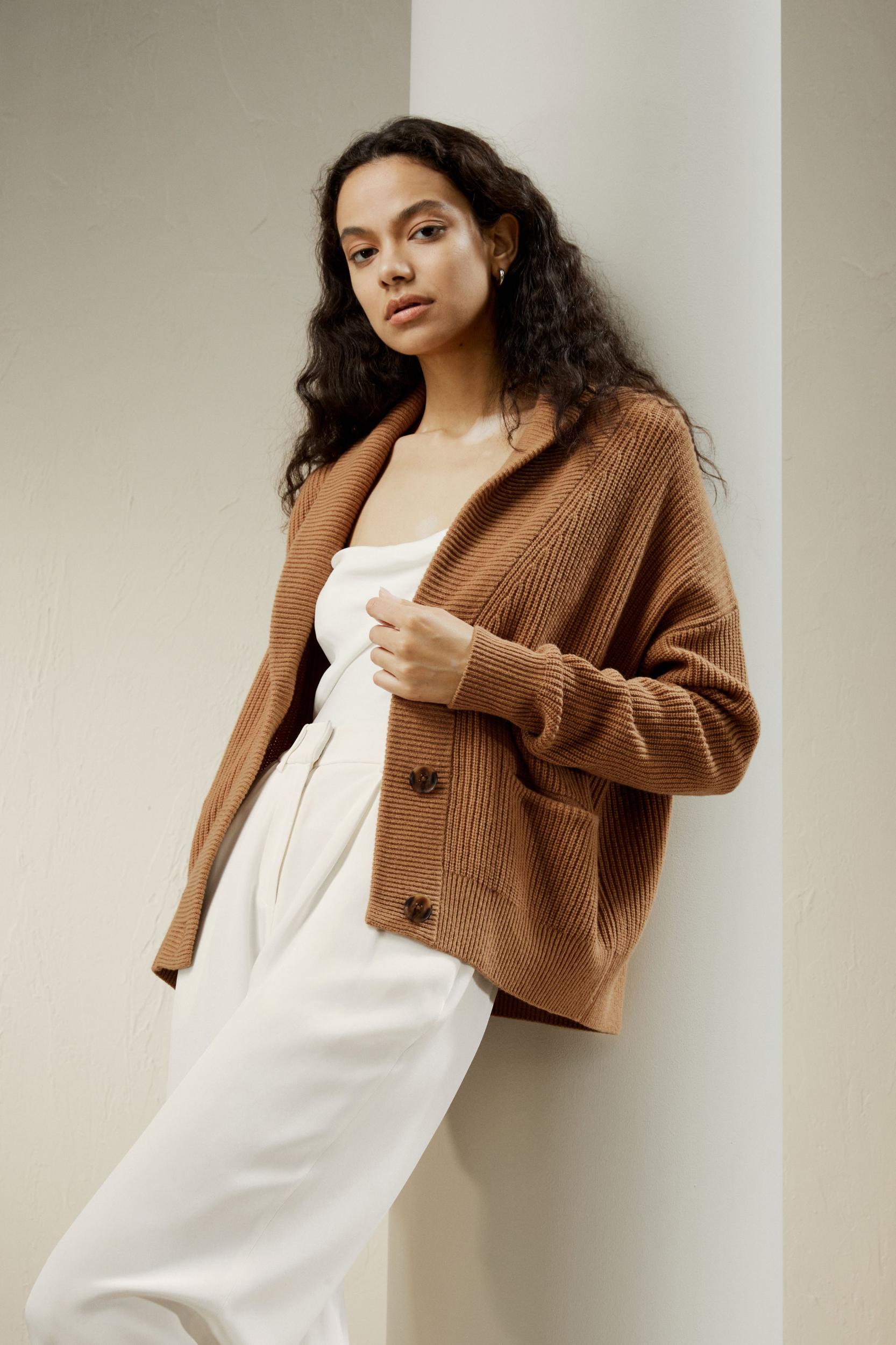 Wool-Cashmere Blend Shawl Collar Cardigan Product Image