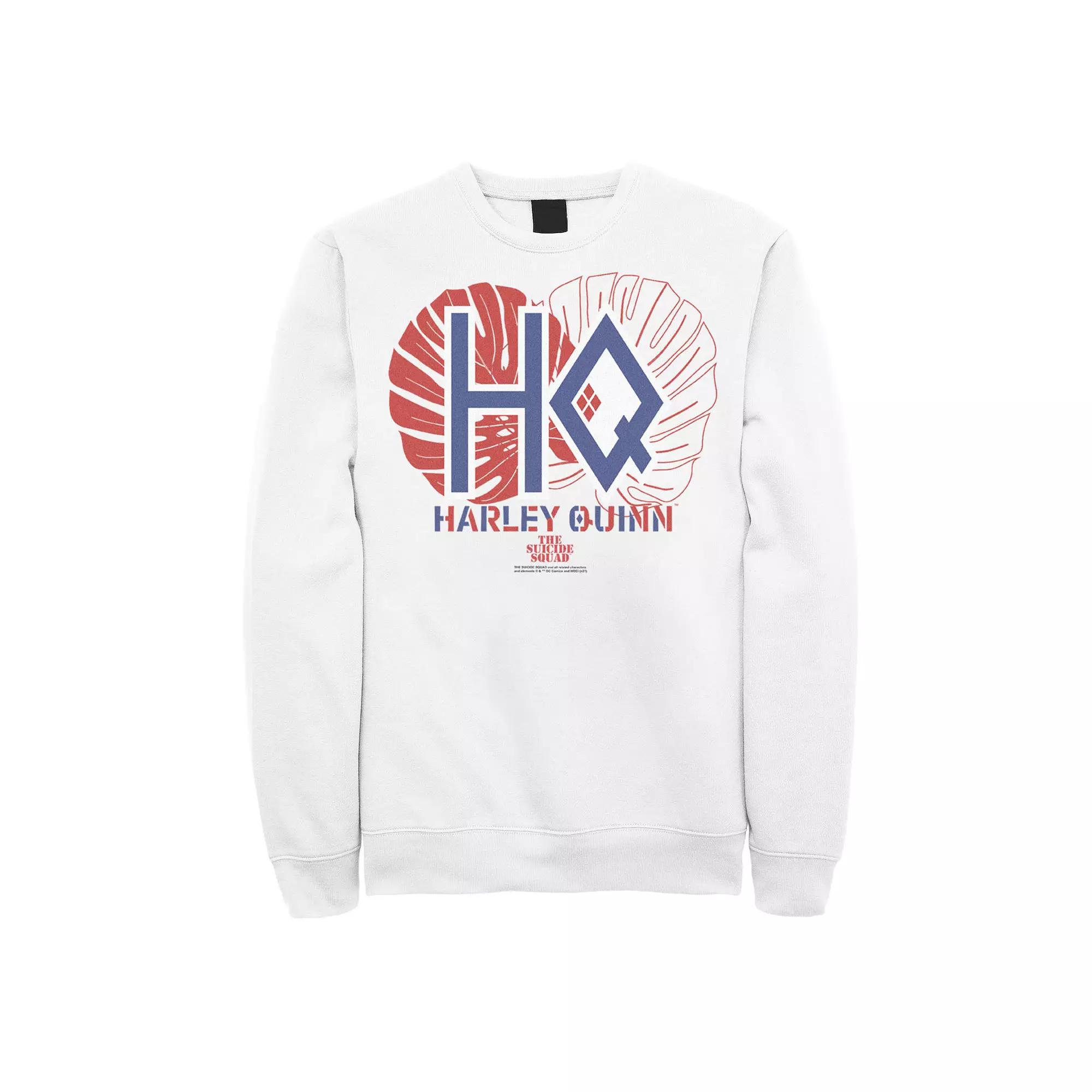 Men's The Suicide Squad Harley Quinn Red And Blue Logo Sweatshirt, Size: XL, White Product Image