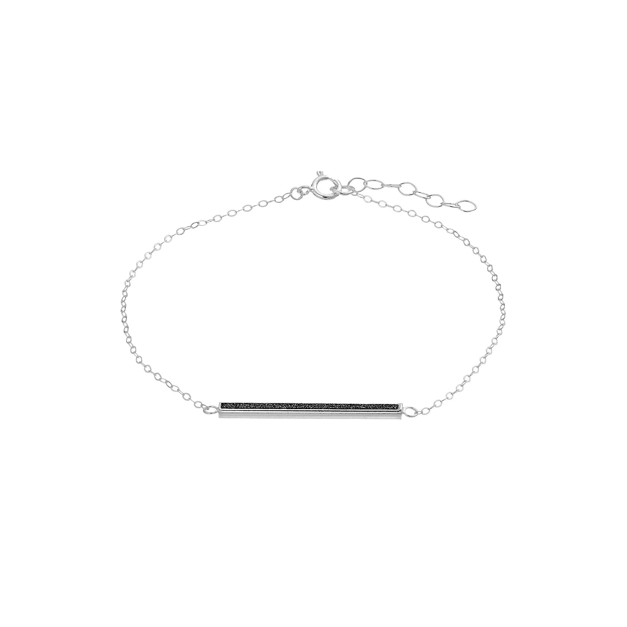 Aleure Precioso Sterling Silver Glitter Bar Chain Anklet, Womens Sterling Blue Product Image