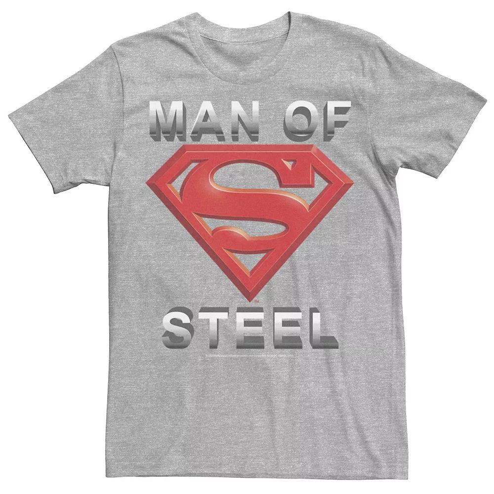 Men's DC Comics Superman Man Of Steel Text Logo Tee, Size: XL, Athletic Grey Product Image