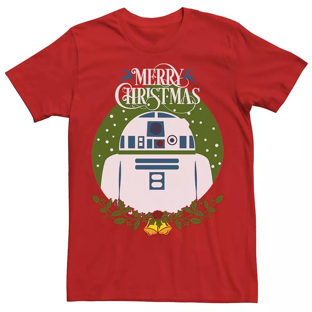 Men's Star Wars R2-D2 Merry Christmas Wreath Bells Tee,  Product Image