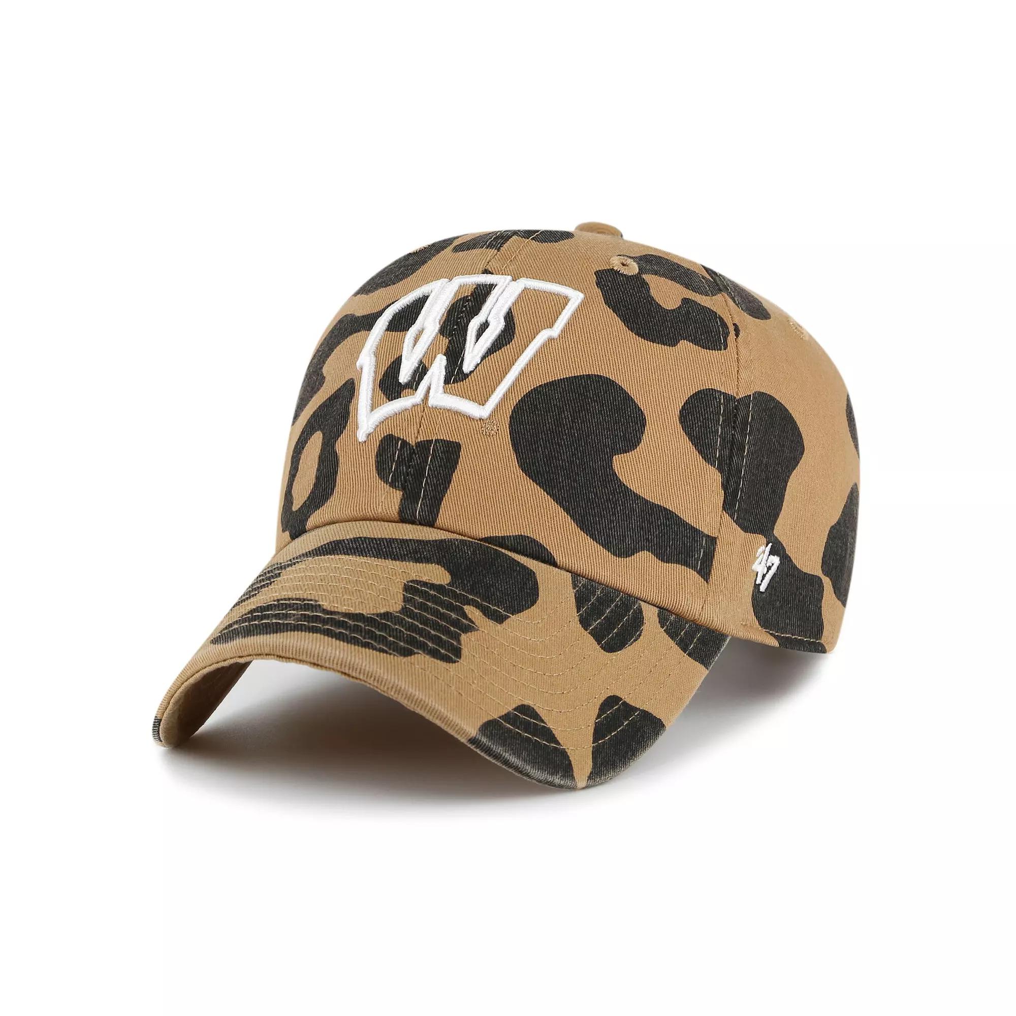 Women's '47 Wisconsin Badgers Rosette Leopard Clean Up Adjustable Hat, Brown Product Image