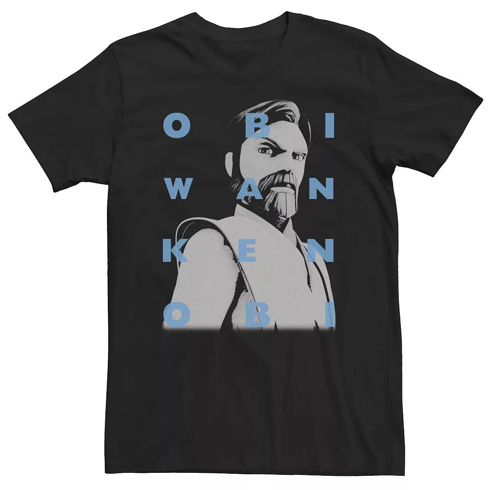 Big & Tall Star Wars: Clone Wars Obi-Wan Kenobi Text Overlay Tee, Men's,  Product Image