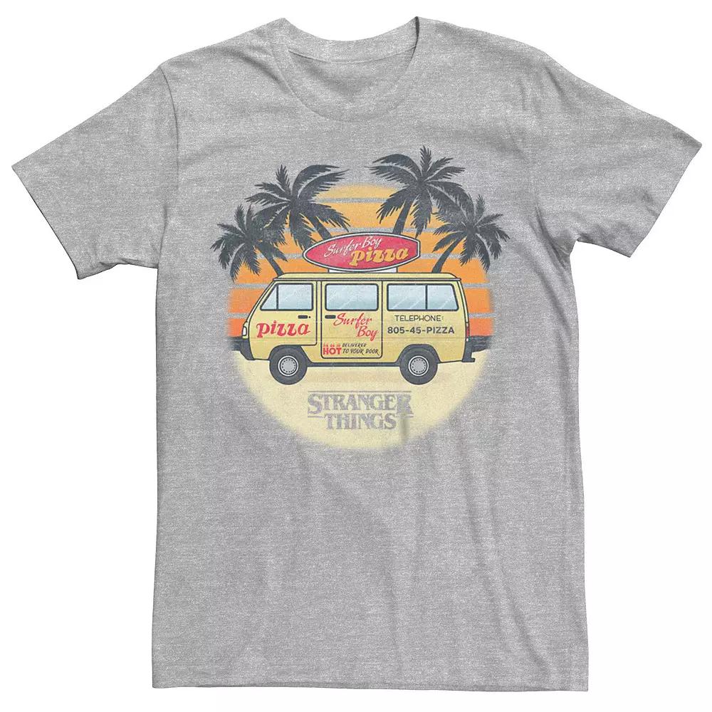 Men's Netflix Stranger Things Surfer Boy Pizza Tee, Size: XL, Athletic Grey Product Image