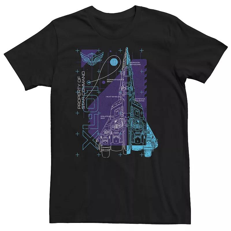 Big & Tall Disney / Pixar Lightyear Property Of Star Command Ship Schematic Tee, Men's,  Product Image