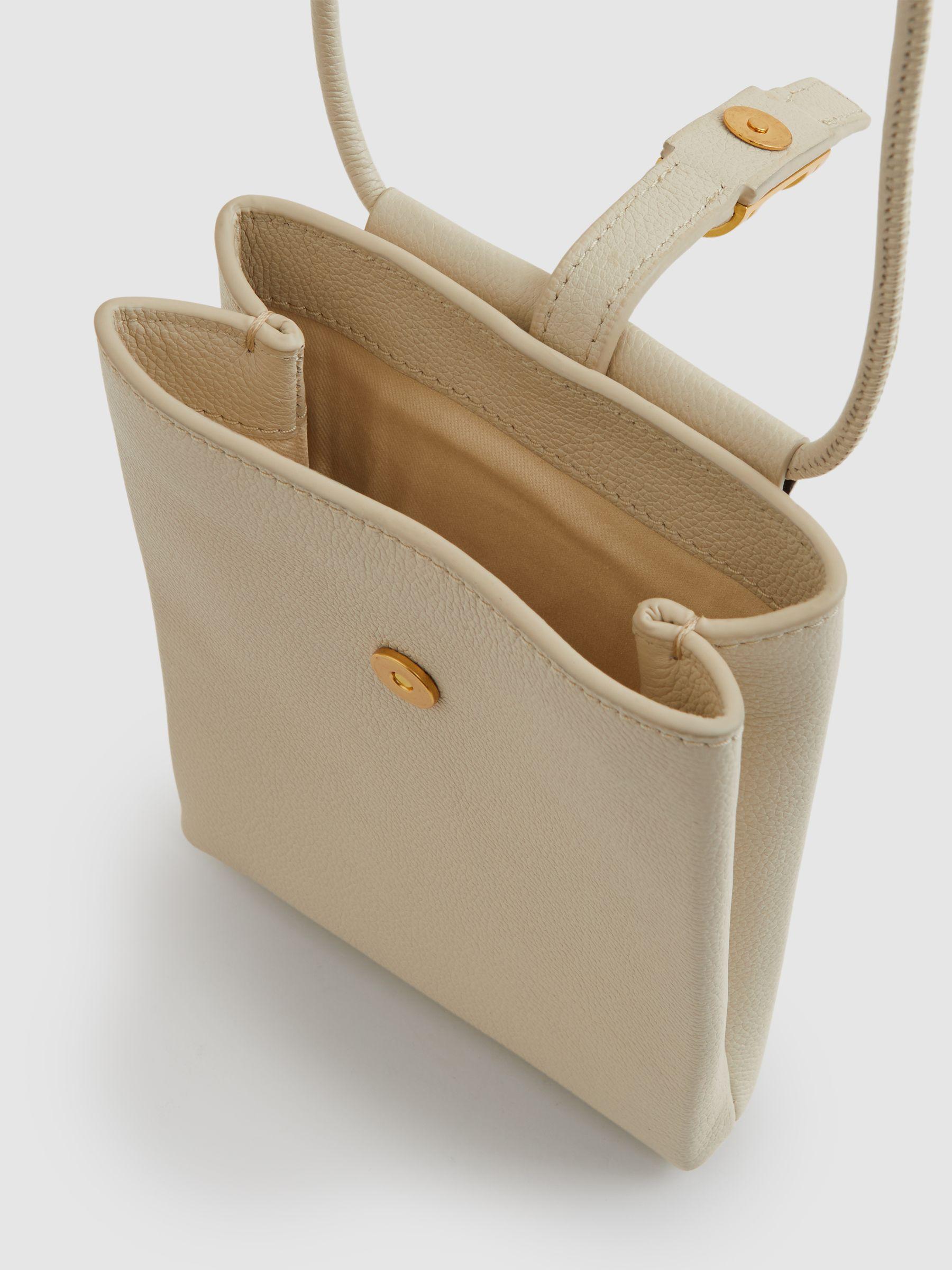 Leather Phone Holder in Off White Product Image