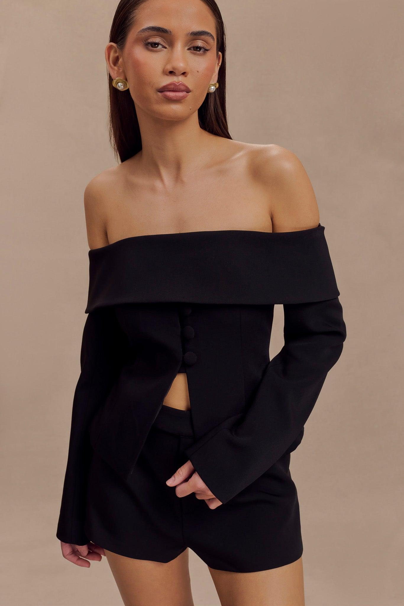 Celene Off Shoulder Jacket - Black Product Image