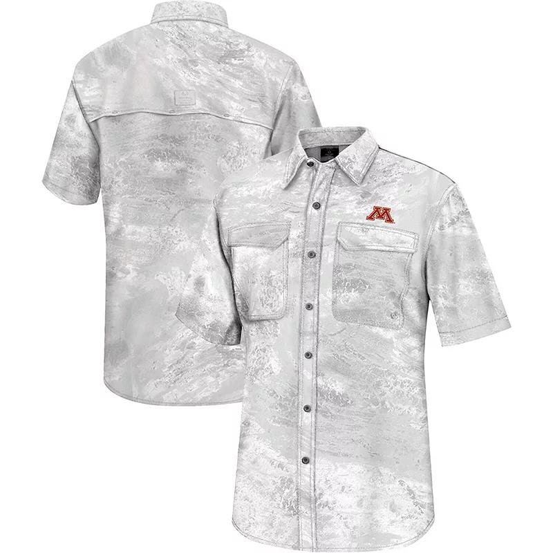 Men's Colosseum White Minnesota Golden Gophers Realtree Aspect Charter Full-Button Fishing Shirt,  Product Image