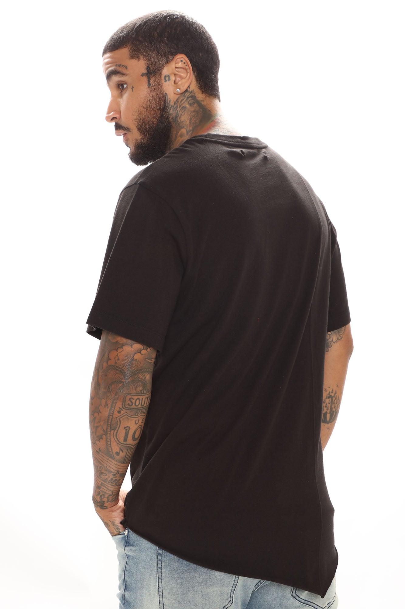 Cameron Asymmetrical Short Sleeve Tee - Black Product Image