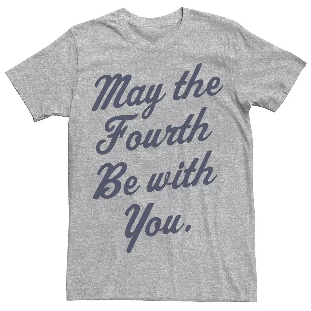 Men's Star Wars May The Fourth Be With You Cursive Poster Tee, Size: Small, Athletic Grey Product Image