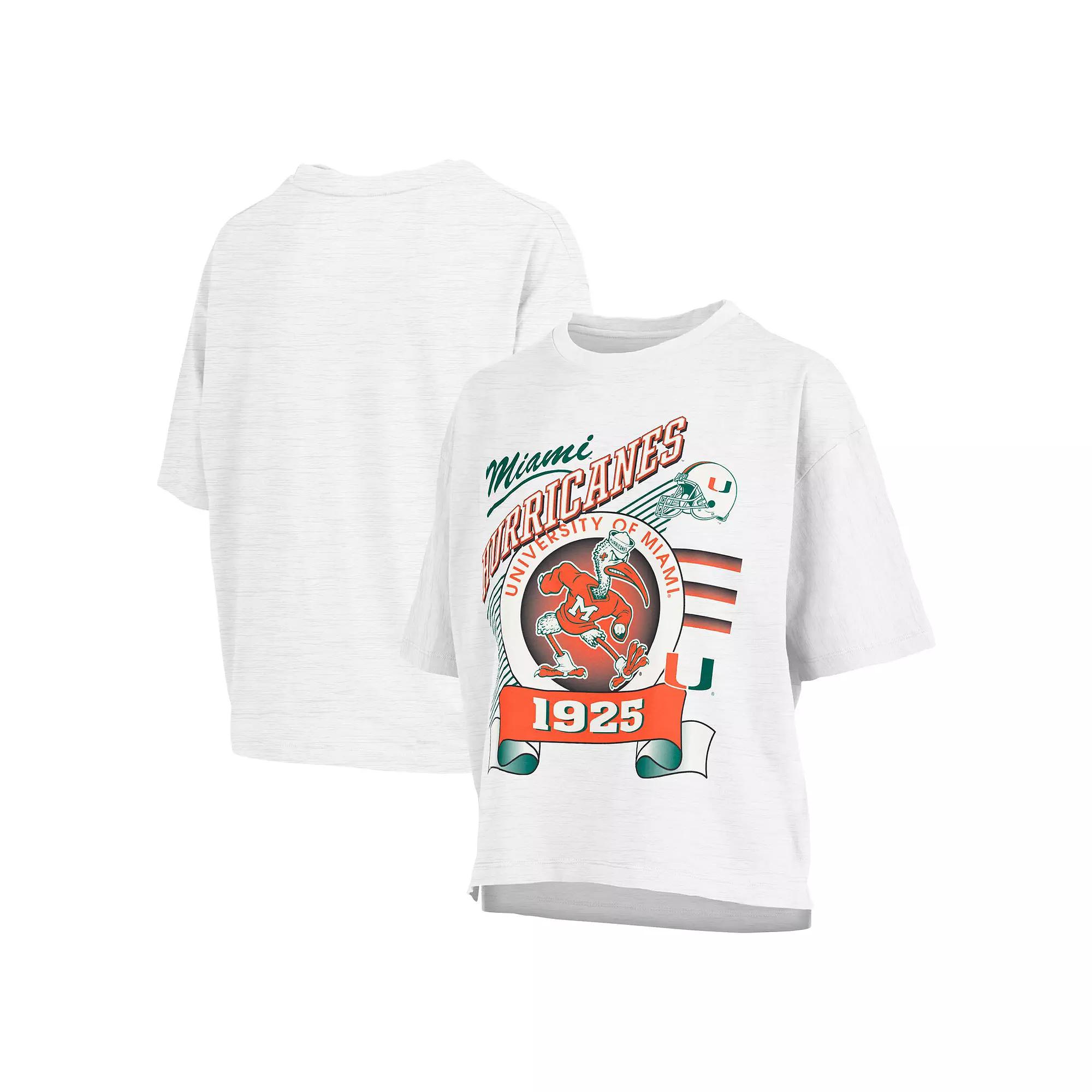 Women's Pressbox White Miami Hurricanes Rock & Roll Slub T-Shirt,  Product Image