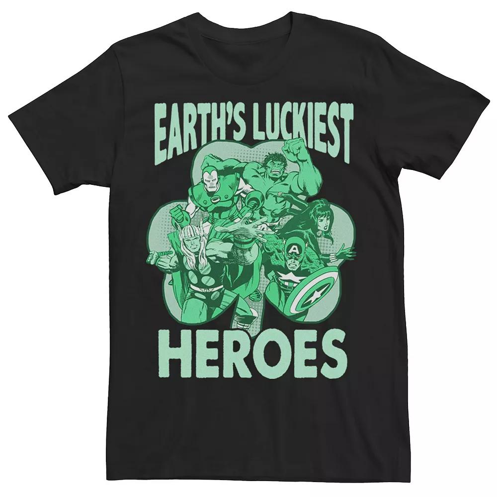 Men's Marvel St. Patty's Earth's Luckiest Heroes Tee, Size: XXL, Black Product Image