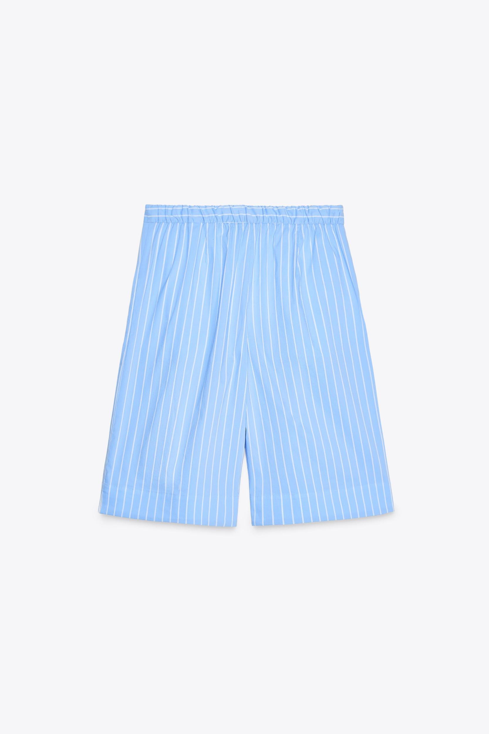ZW COLLECTION STRIPED PLEATED BERMUDA SHORTS Product Image