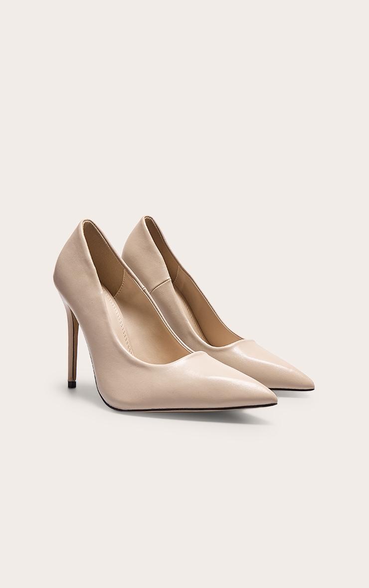 Taupe PU High Stiletto Court Heels Product Image