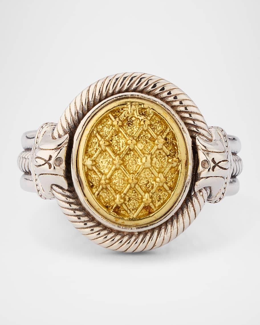 Mens Kavos Sterling Silver and Bronze Signet Ring Product Image